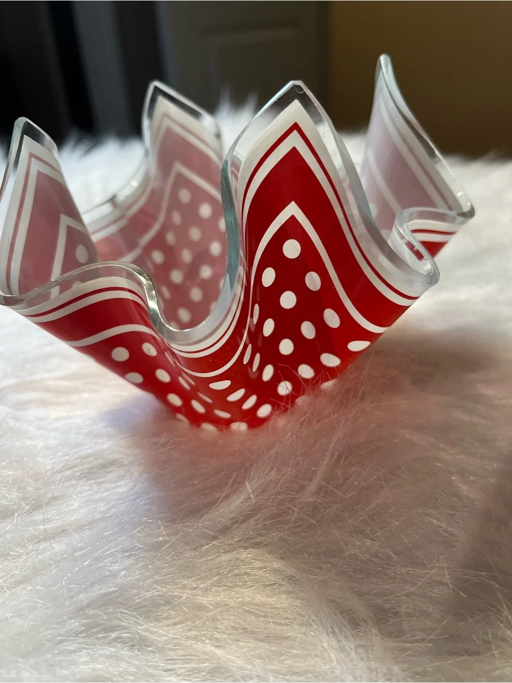 Chance Brothers Red/White Polka Dot Handkerchief Vase